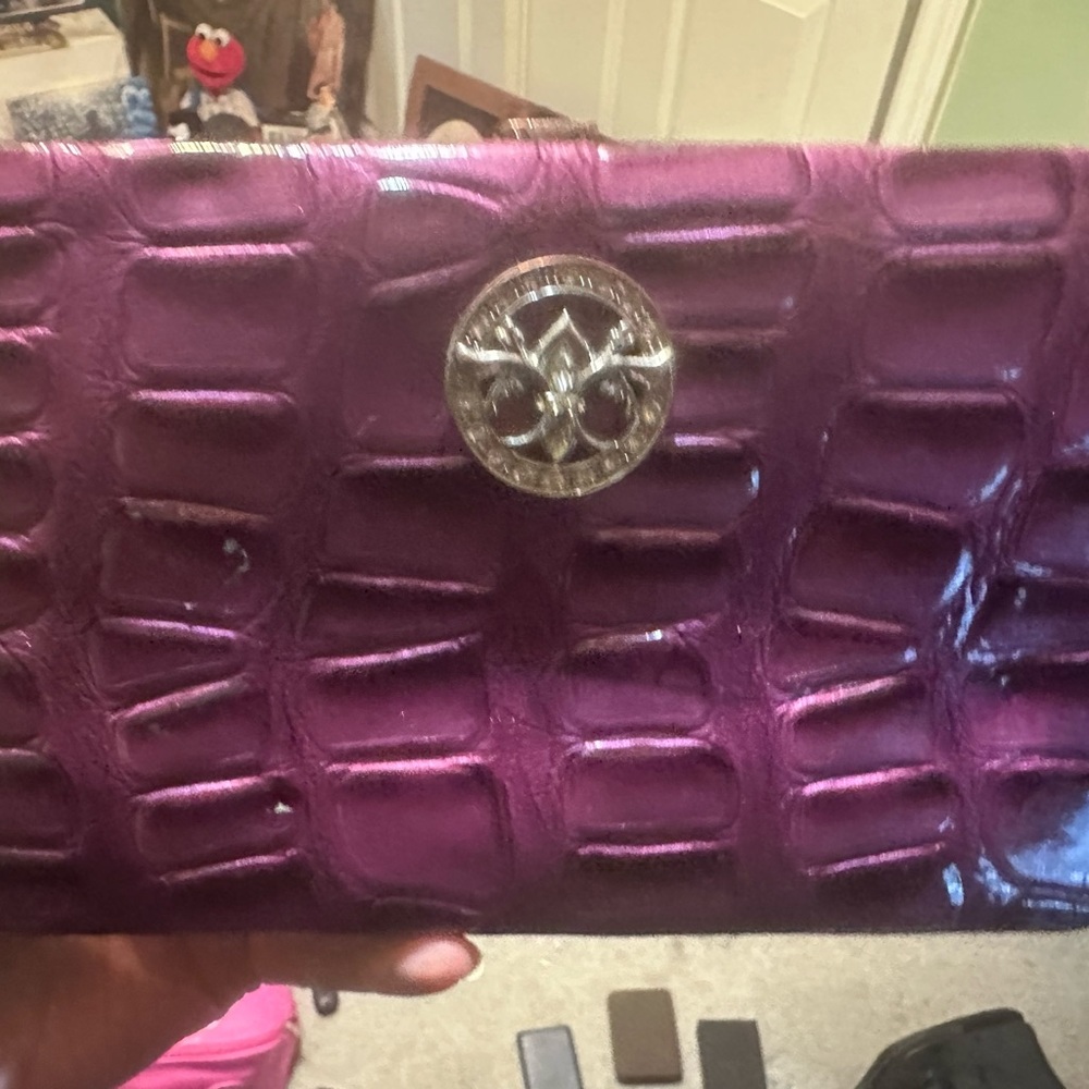 Purple Crocodile Embossed Clutch